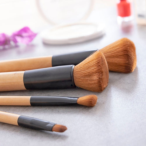 Conjunto de 5 Pincéis de Maquilhagem em Bambu com Estojo