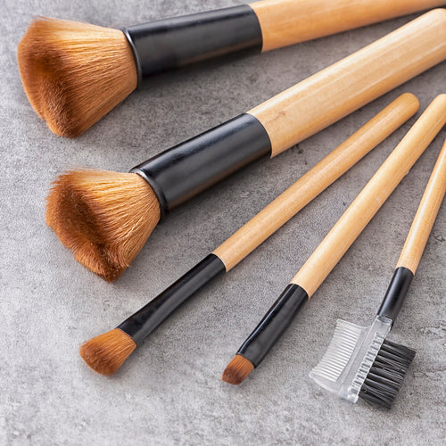 Conjunto de 5 Pincéis de Maquilhagem em Bambu com Estojo