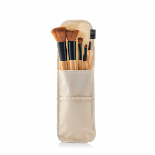 Conjunto de 5 Pincéis de Maquilhagem em Bambu com Estojo